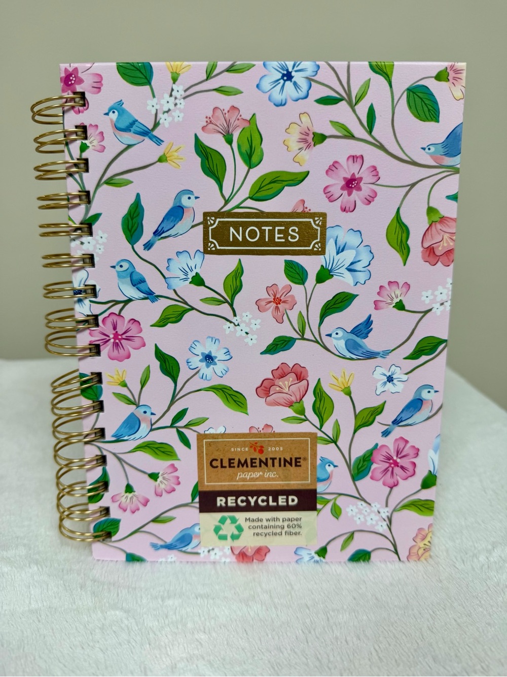 Clementine Pink Floral Spiral Notebook